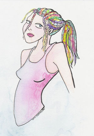 Girl with rainbow hair by artsybuzzard.jpg